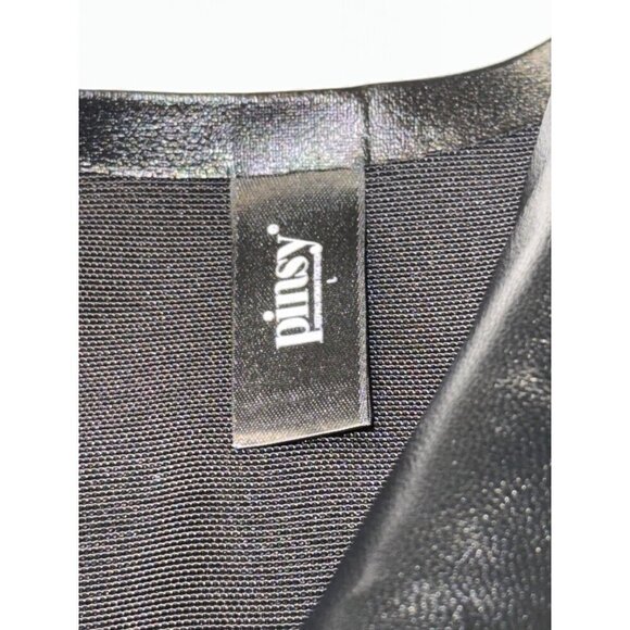 Pinsy Veegan Leather High Neck Shapewear Bodysuit Black Large Tiny Flaw - Picture 4 of 14